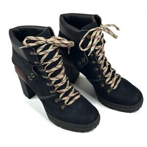 See By Chloe Eileen Black Brown Lug Heeled Platform Boots Women’s EU 41 US 10.5